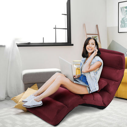 Folding Floor Sofa Chair / Ergonomic Floor Cushion-Wine