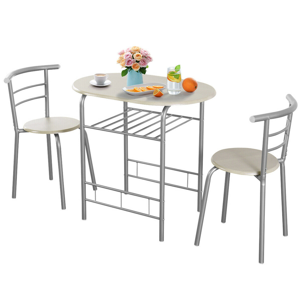 Compact Breakfast Dining Table Set-Grey