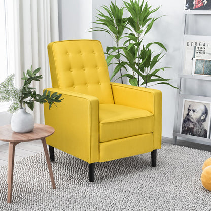 3-Position Adjustable Sofa Chair Leisure Seat with Extendable Footrest-Yellow