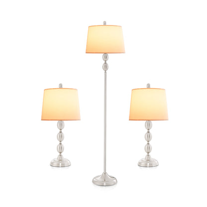 3-Piece Table and Floor Lamp Set with Eye-Protecting Lamp Shade