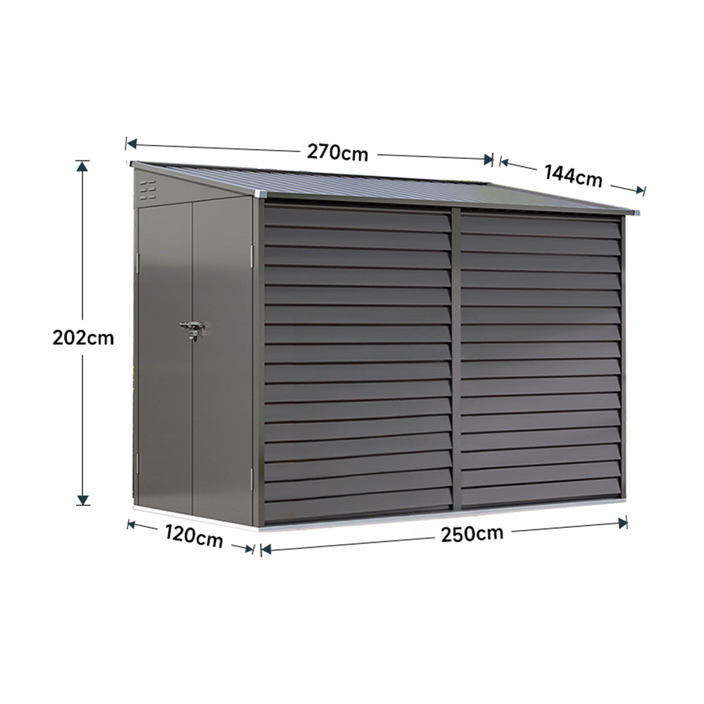 Louvered Wall Pitched Roof Metal Garden Shed