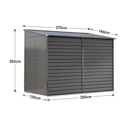 Louvered Wall Pitched Roof Metal Garden Shed