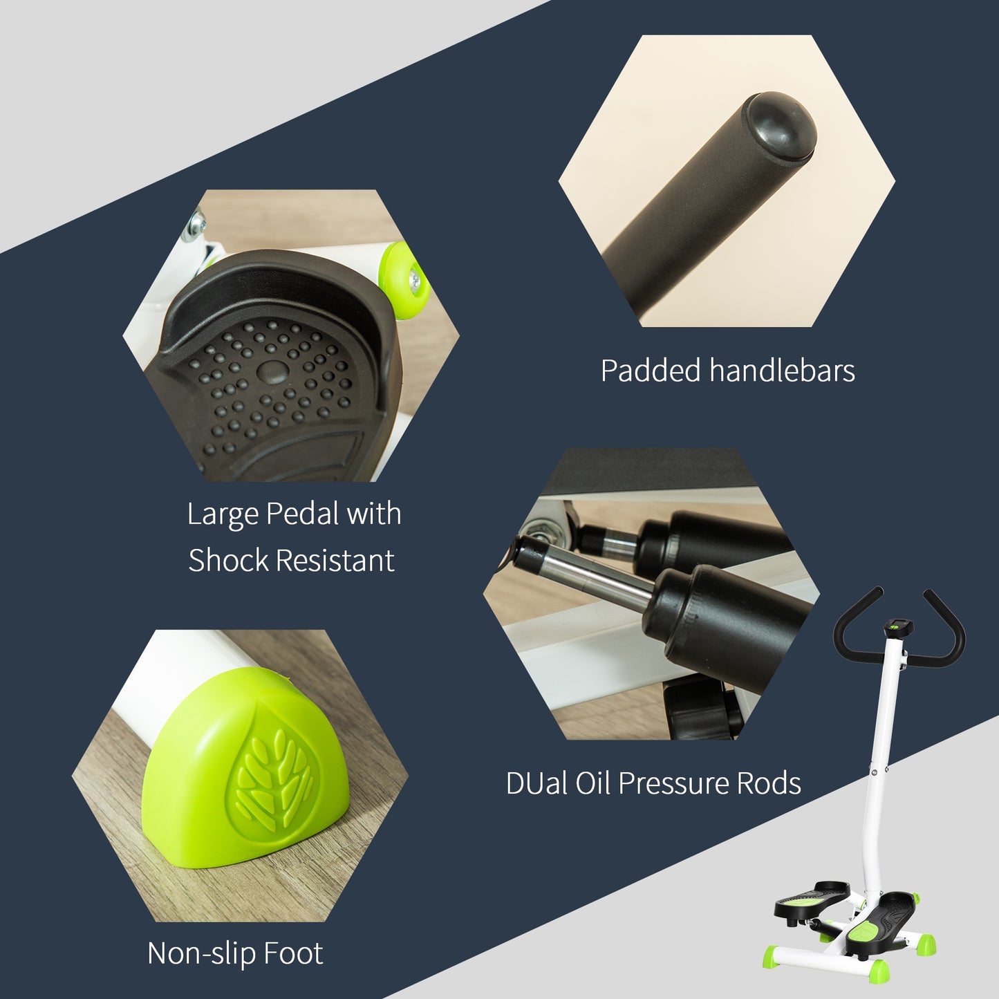 HOMCOM Adjustable Stepper Aerobic Ab Exercise Fitness Workout Machine with LCD Screen & Handlebars, White