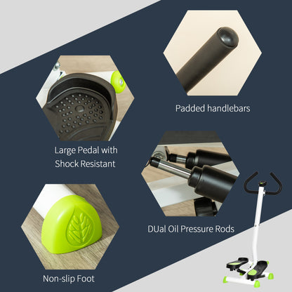 HOMCOM Adjustable Stepper Aerobic Ab Exercise Fitness Workout Machine with LCD Screen & Handlebars, White