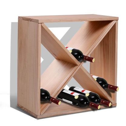 HOMCOM Wooden Wine Rack for 24 Bottle Square Tabletop Storage Holder Stand