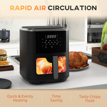 HOMCOM 6.7L 4 in 1 Air Fryer, Bake, Roast and Dehydrator with Digital Display, Rapid Air Circulation, Adjustable Temperature, Timer