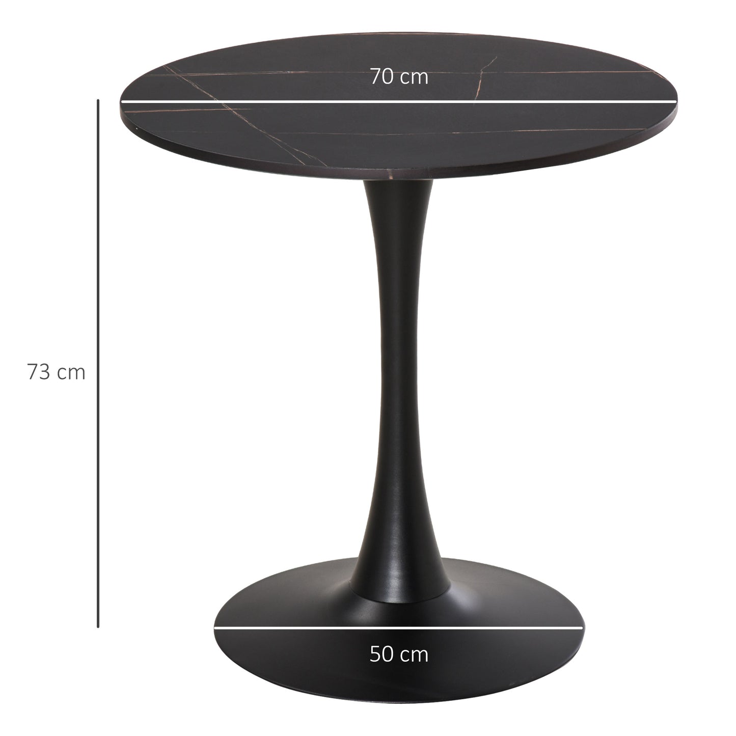 HOMCOM Modern Round Dining Table Leisure Coffee Bistro Table with Metal Base for Kitchen & Dining Room Black