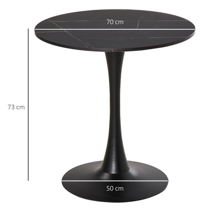 HOMCOM Modern Round Dining Table Leisure Coffee Bistro Table with Metal Base for Kitchen & Dining Room Black