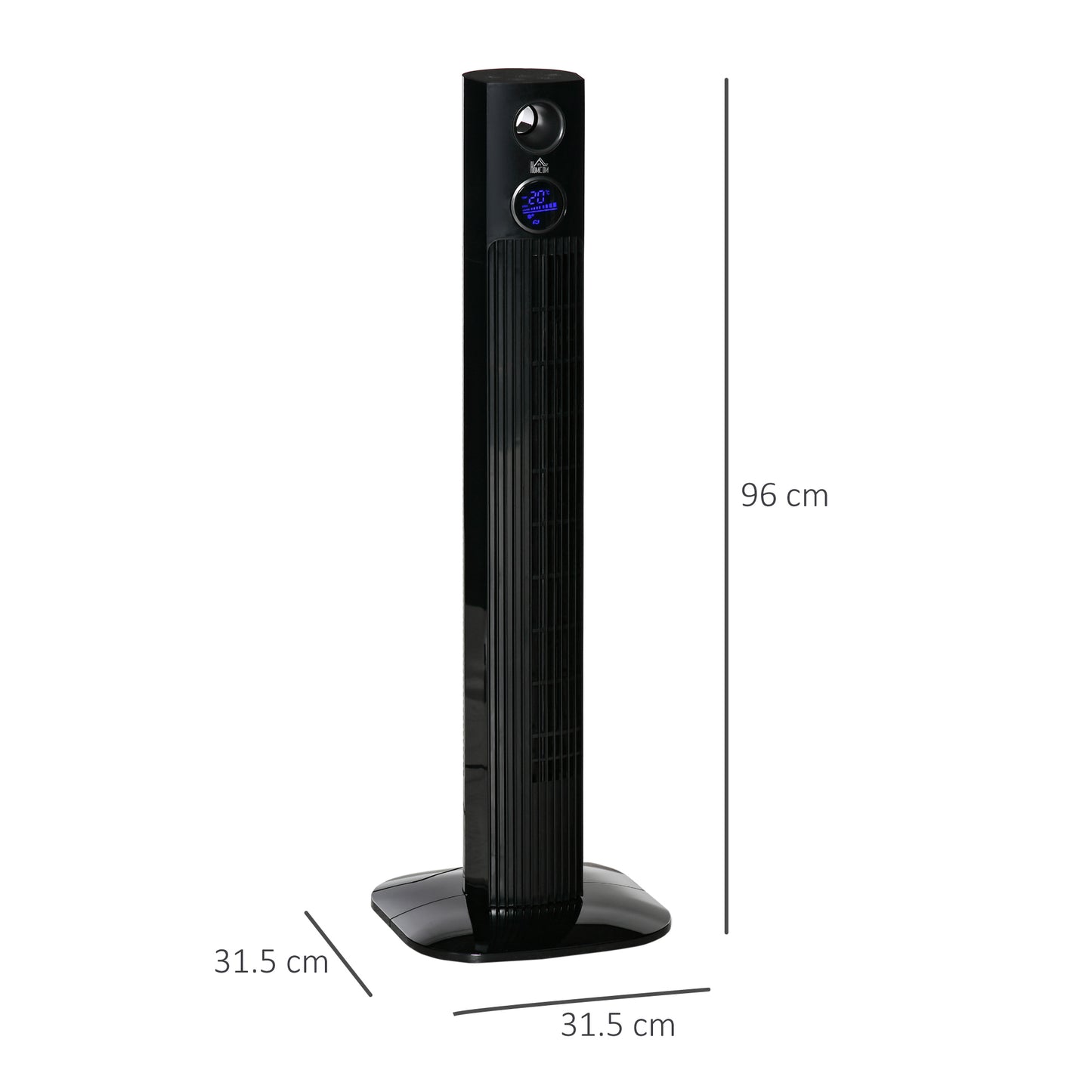HOMCOM 38" Electric Fan Fan Cooling with Aroma Function, Oscillating, 12h Timer, LED Sensor Panel, Remote Controller, Black