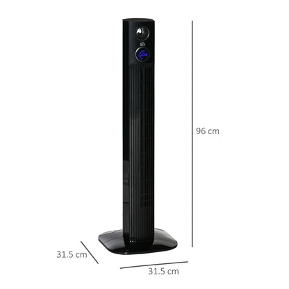 HOMCOM 38" Electric Fan Fan Cooling with Aroma Function, Oscillating, 12h Timer, LED Sensor Panel, Remote Controller, Black