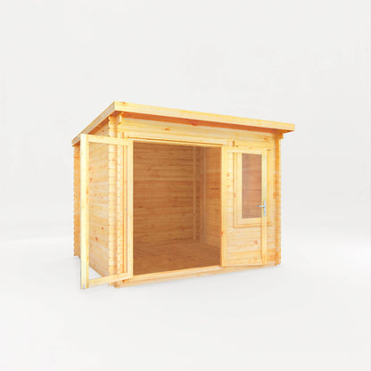 3M X 3M Elite Pent Log Cabin - 28Mm
