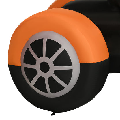 HOMCOM 9FT Long Halloween Inflatable Skull Rides a Motorcycle with Built-in LED Lights, Blow-Up Outdoor LED Garden Display for Lawn, Party