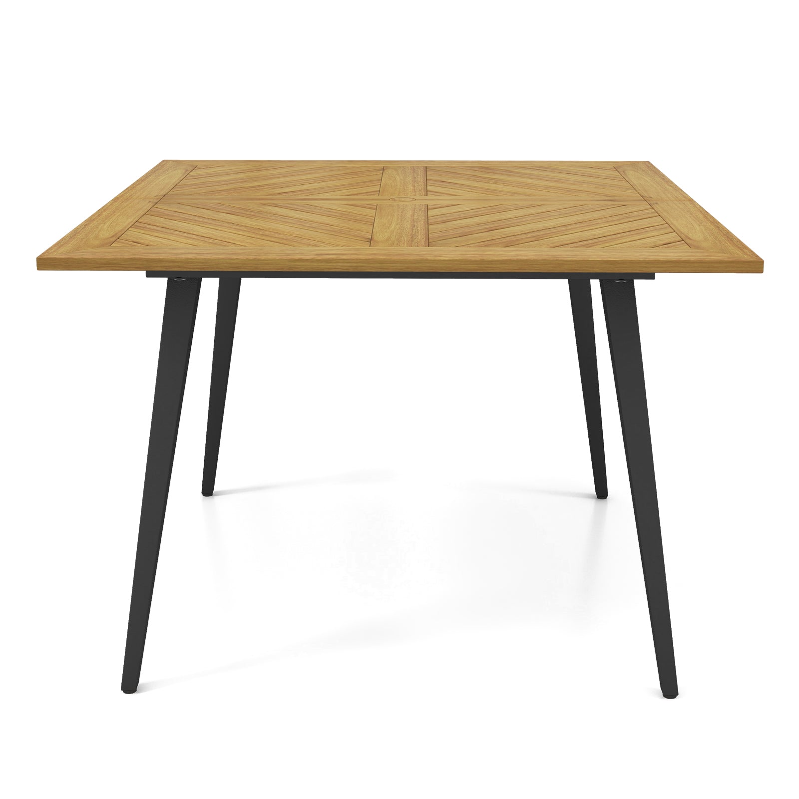 4-Person Acacia Wood Patio Table with Metal Legs