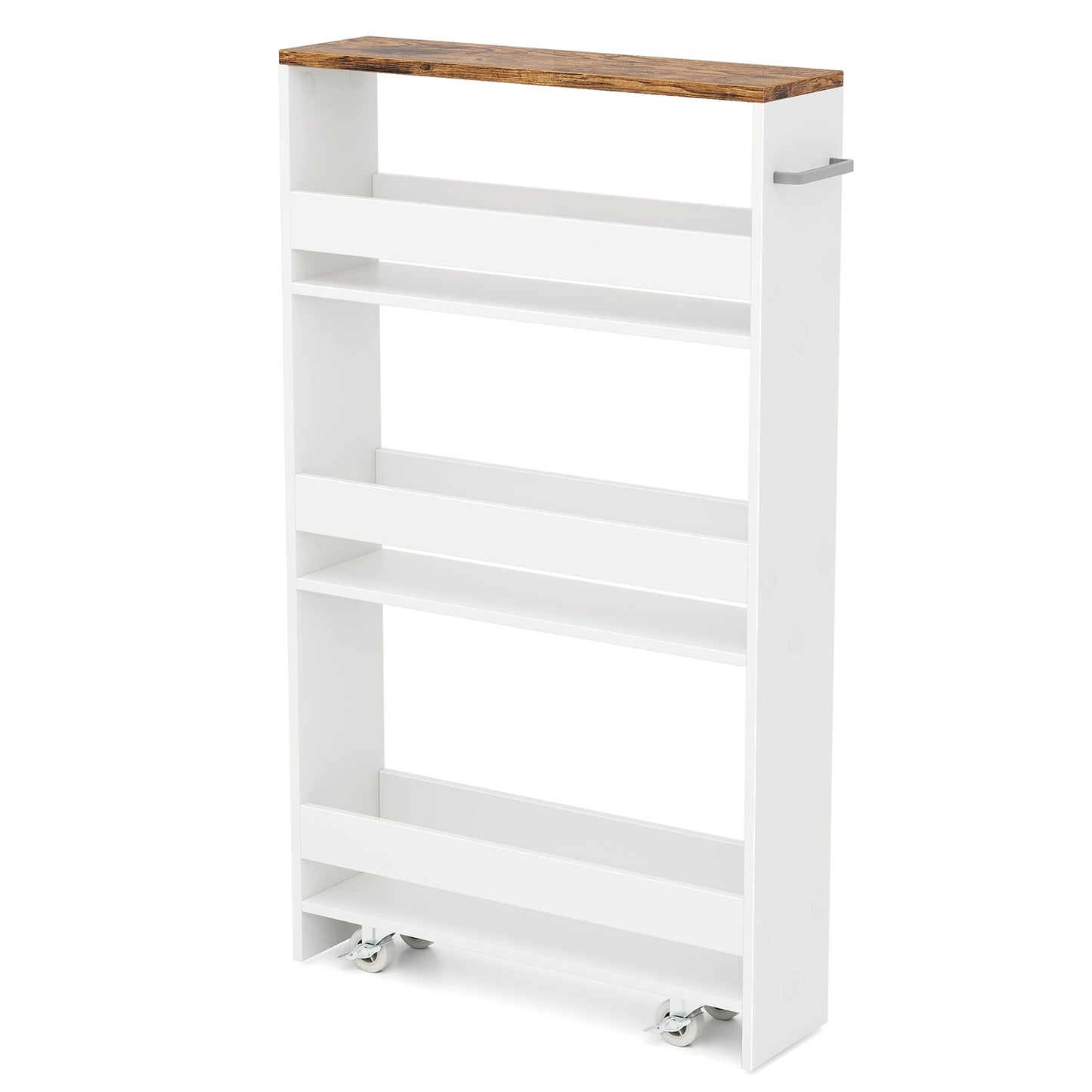 4-Tier Slim Storage Cart with Open Shelves and Wheels-Coffee