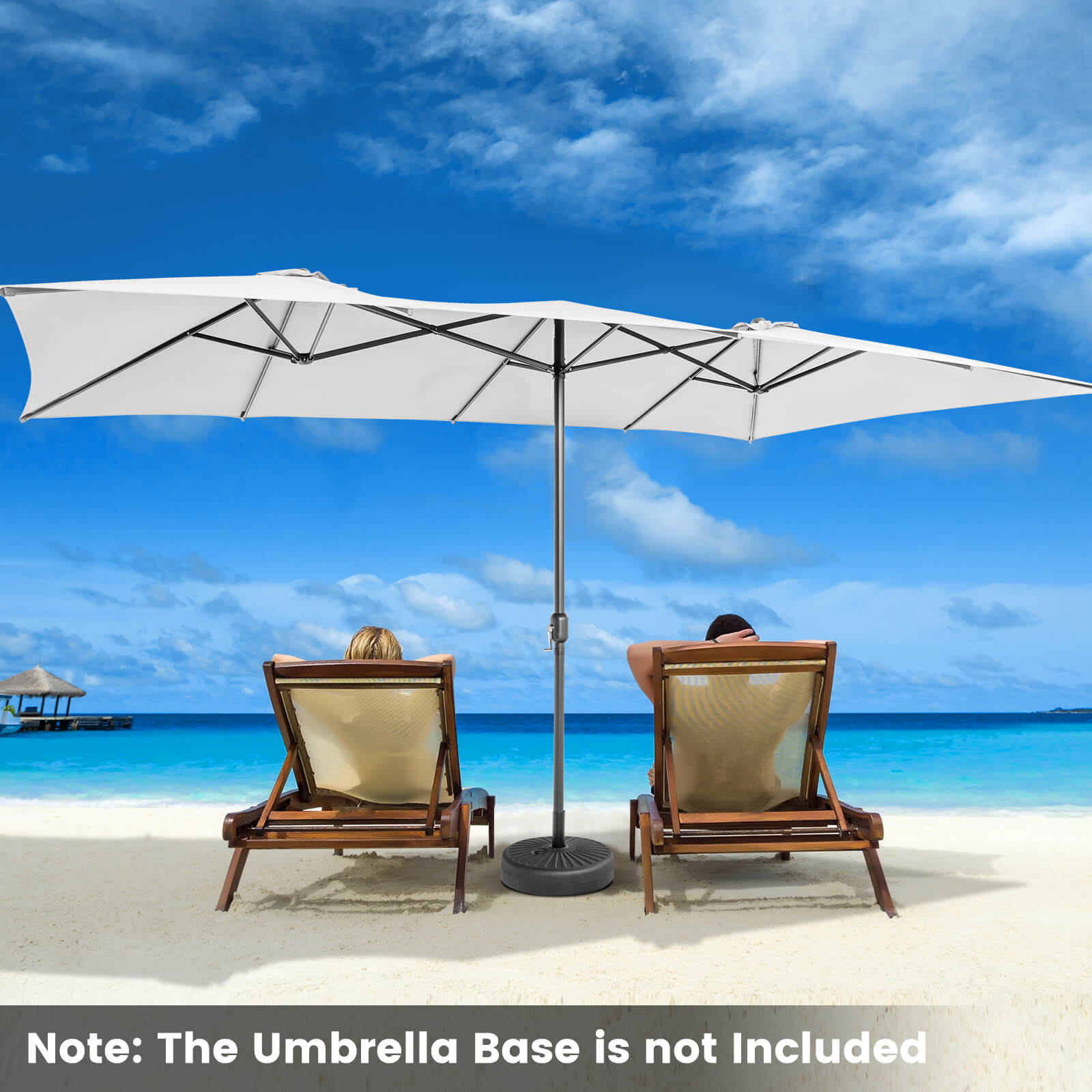 4.3 m Double-Sided Patio Umbrella with Crank Handle-Beige