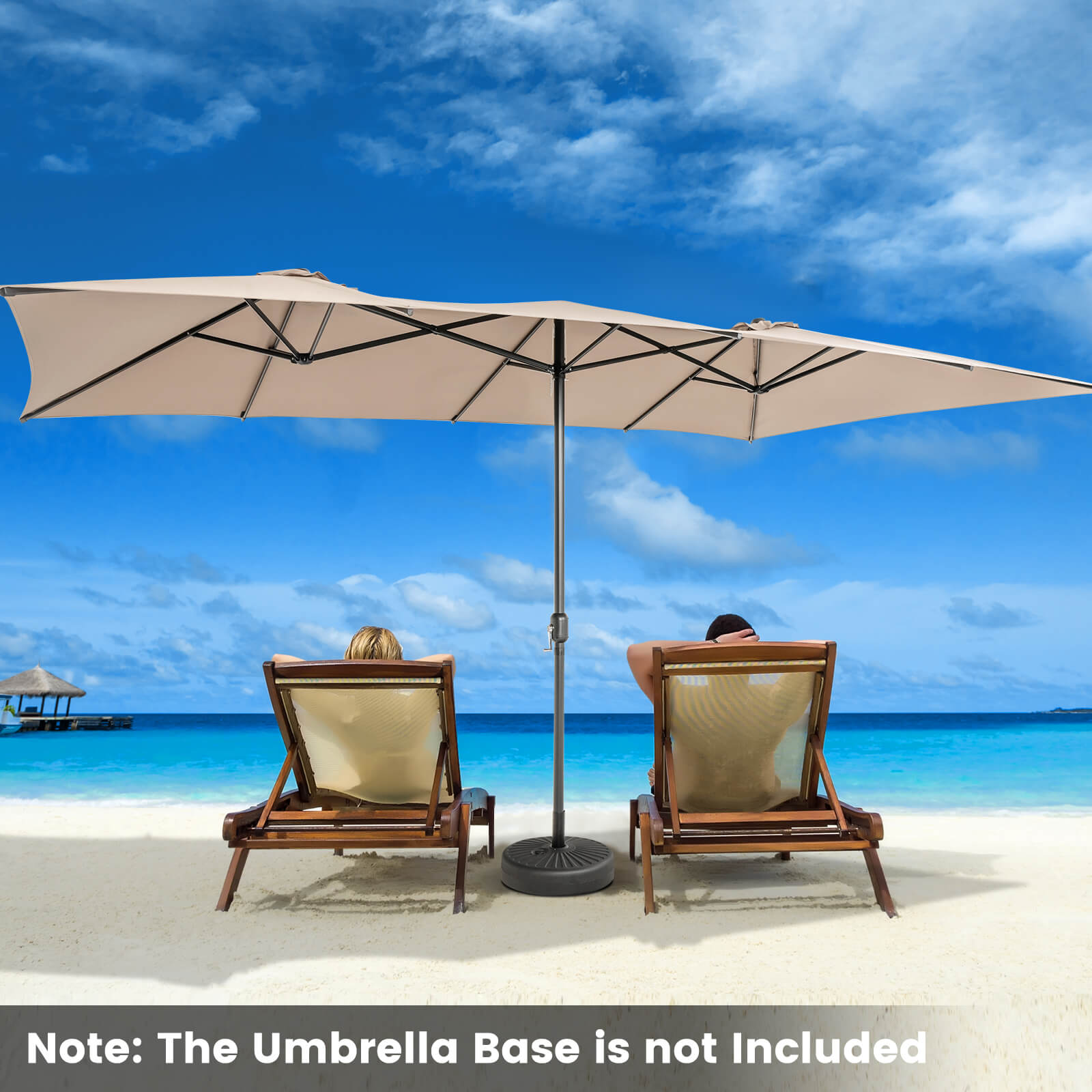 4.3 m Double-Sided Patio Umbrella with Crank Handle-Coffee