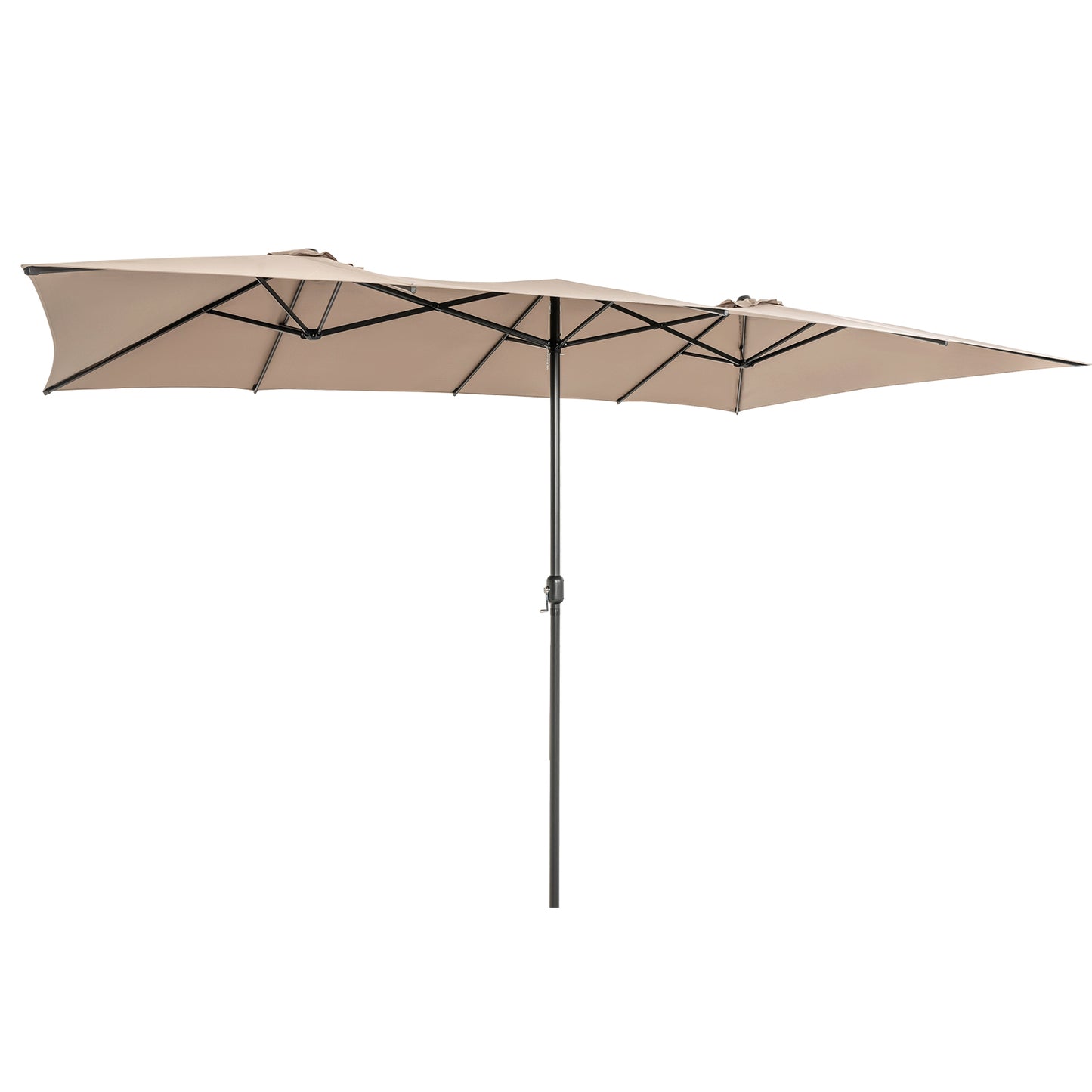 4.3 m Double-Sided Patio Umbrella with Crank Handle-Coffee