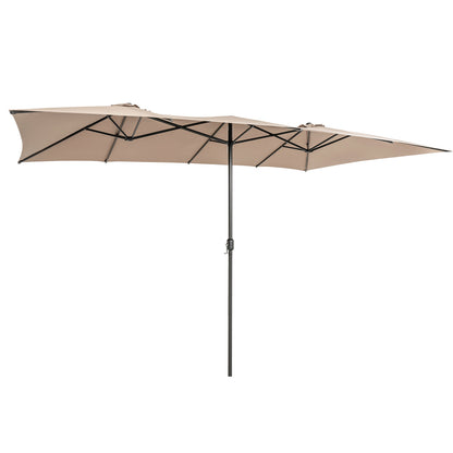 4.3 m Double-Sided Patio Umbrella with Crank Handle-Coffee