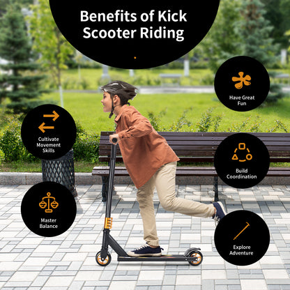 Pro Stunt Scooter with 2 Wheels for Kids Children and Adults-Black