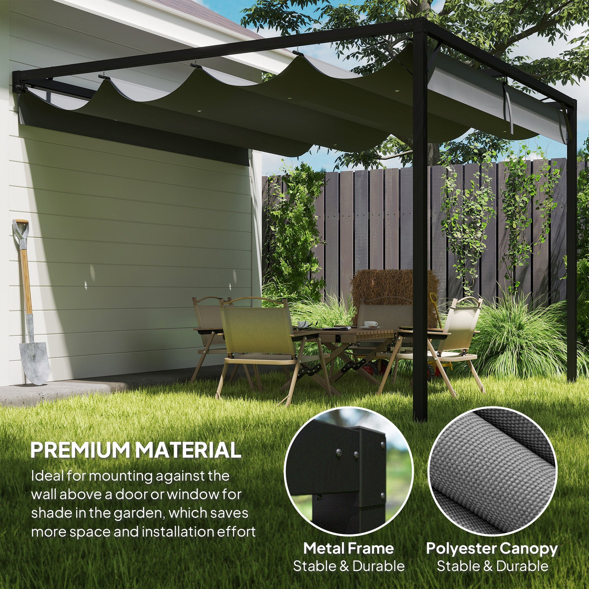 Outsunny 3 x 3(m) Outdoor Pergola with Retractable Canopy - Grey