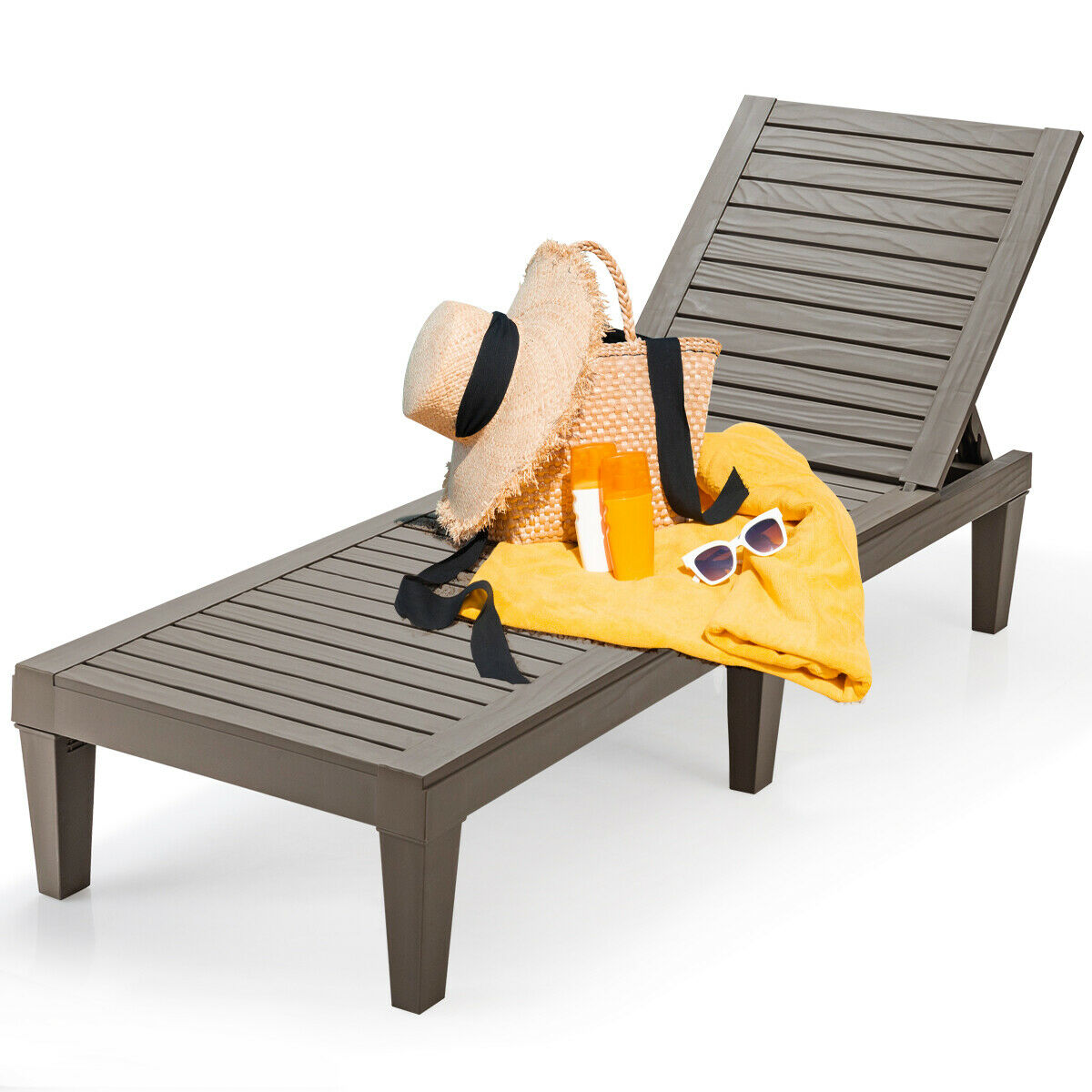 Adjustable Recliner Lounger Beach-Brown