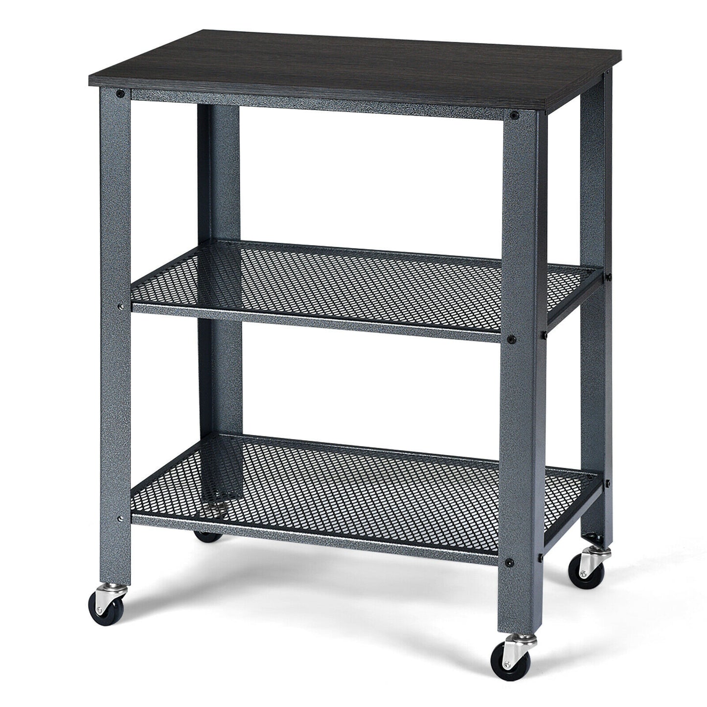 3 Tier Kitchen Utility Trolley with Wheels-Grey