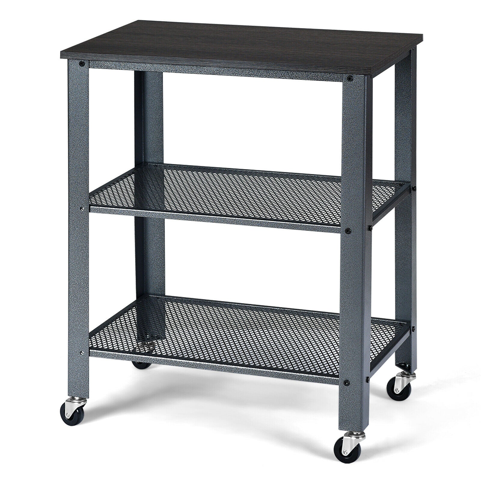 3 Tier Kitchen Utility Trolley with Wheels-Grey