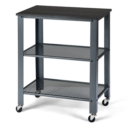 3 Tier Kitchen Utility Trolley with Wheels-Grey
