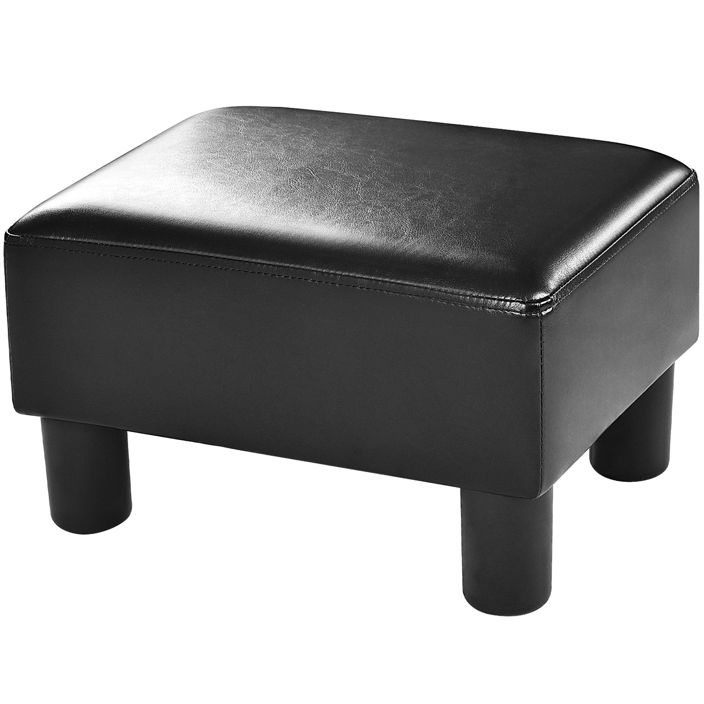 40 cm Rectangle PU Leather Small Footstool Ottoman-Black