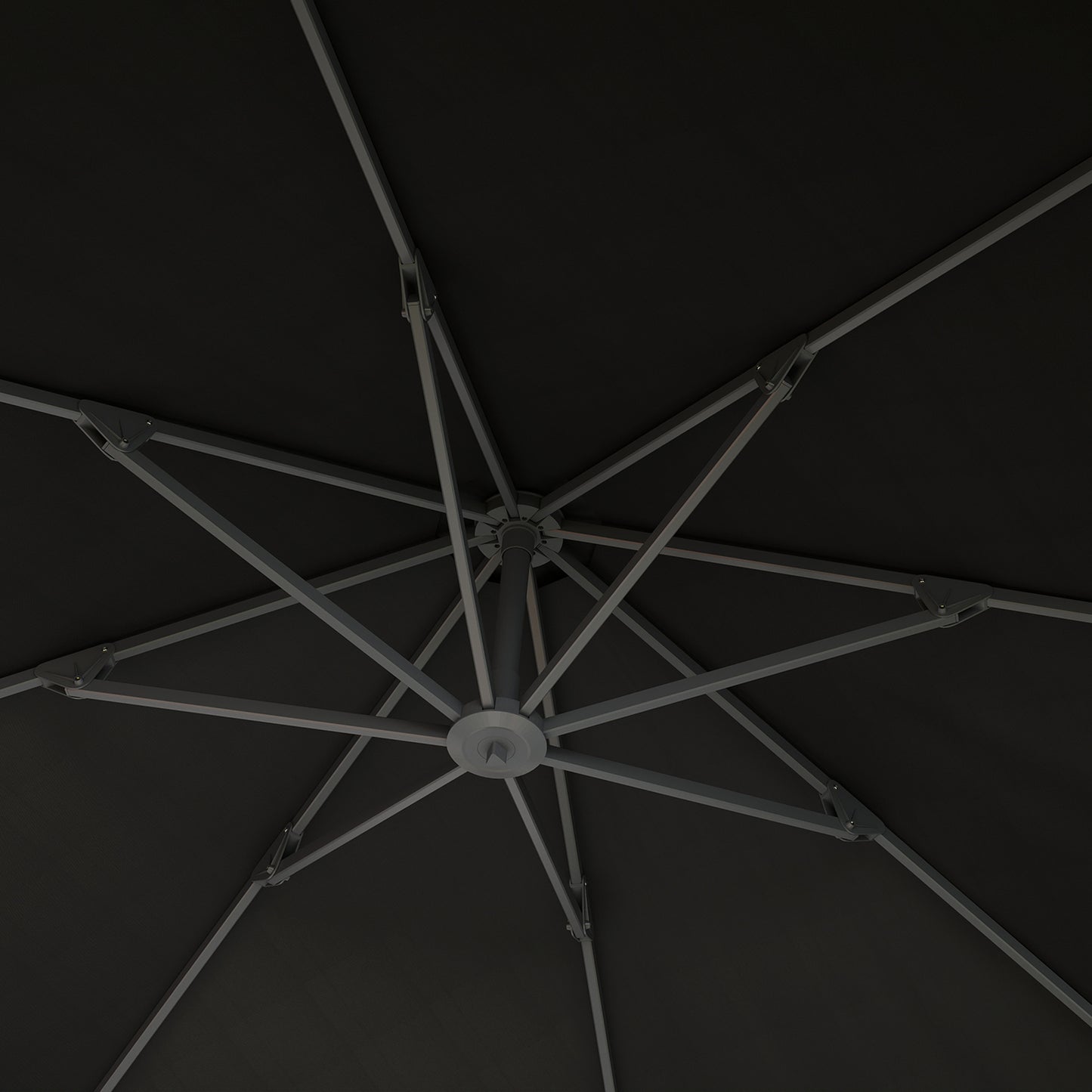 Outsunny 3(m) Garden Cantilever Parasol, Round Overhanging Umbrella with Crank Handle, Cross Base, Aluminium Frame and 360° Rotation, Banana Patio Umbrella for Outdoor Sun Shade, Black