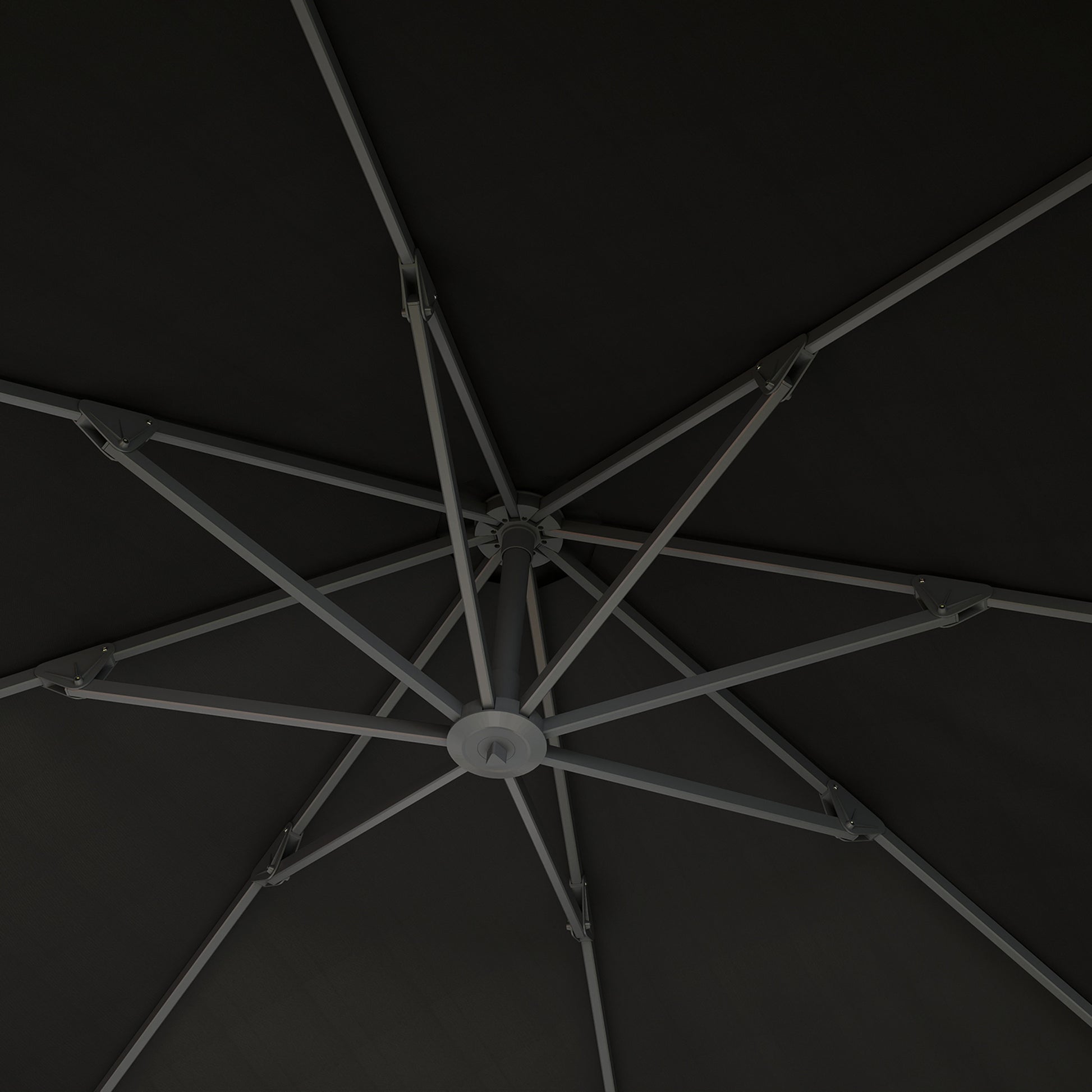 Outsunny 3(m) Garden Cantilever Parasol, Round Overhanging Umbrella with Crank Handle, Cross Base, Aluminium Frame and 360° Rotation, Banana Patio Umbrella for Outdoor Sun Shade, Black