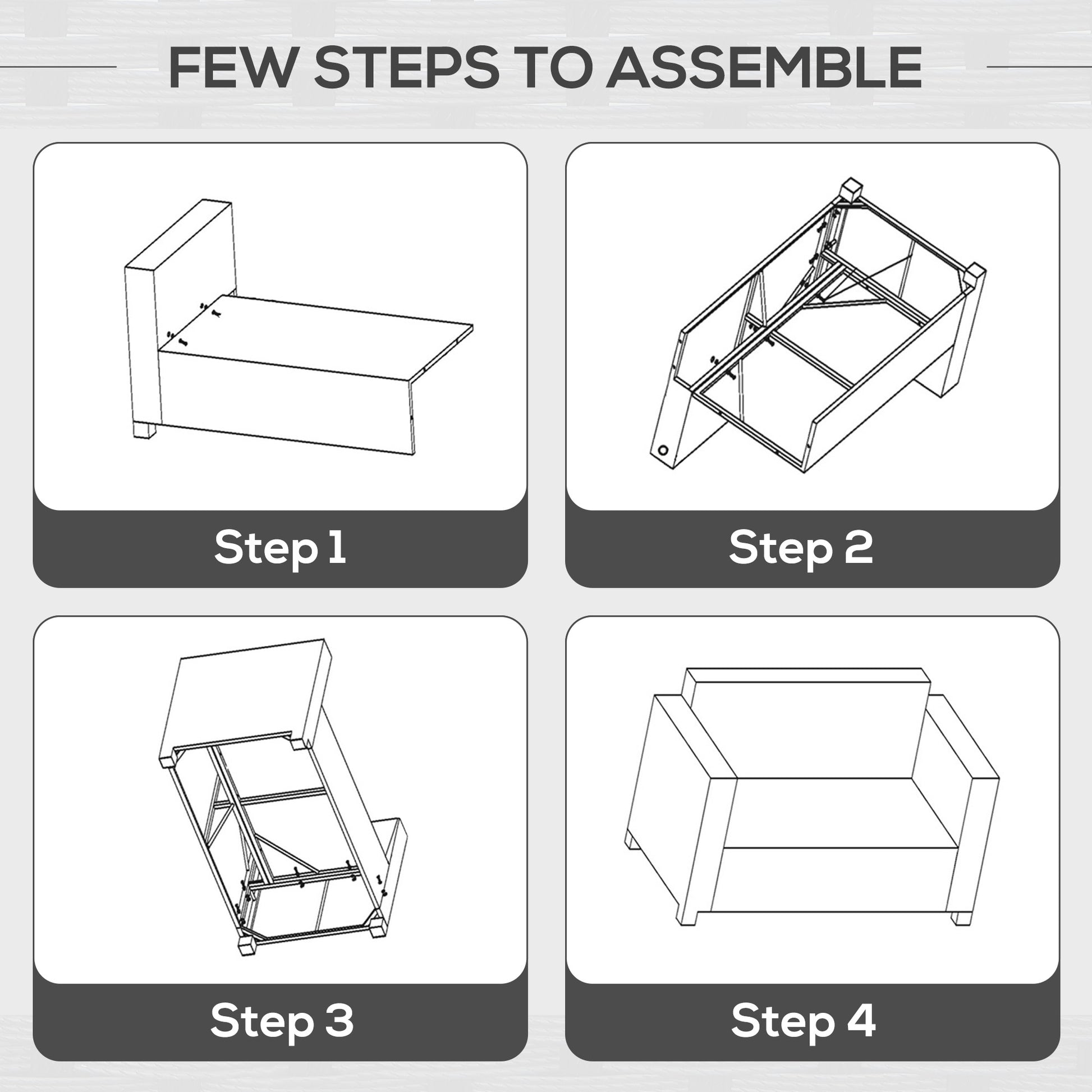Outsunny Rattan Sofa, 2 Seater Garden Furniture with Soft Padded Cushion and Armrests, Wicker Garden Loveseat for Patio, Black