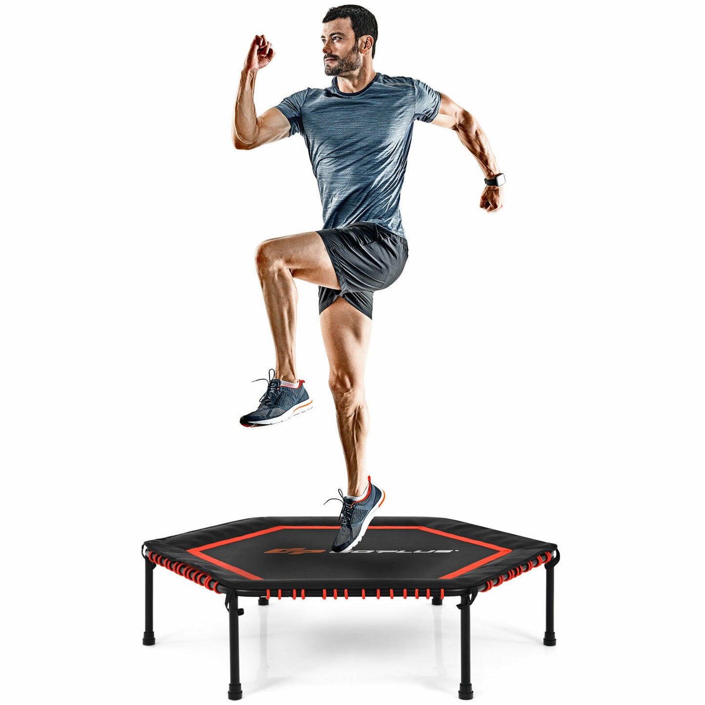 50" Fitness Trampoline Gym Exercise Jumping Foldable Rebouncer-Red
