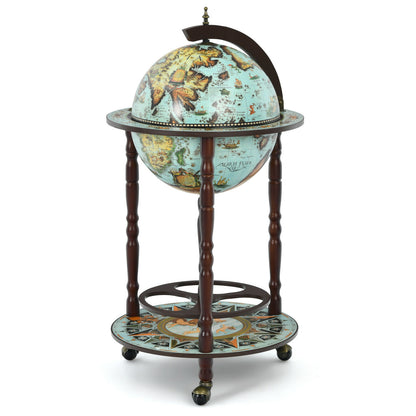 Retro Globe Drinks Cabinet With Map Patterns on Wheels