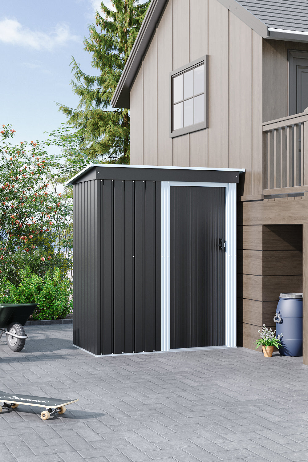 5 x 3 FT Outdoor Metal Storage Shed with Lockable Door for Garden