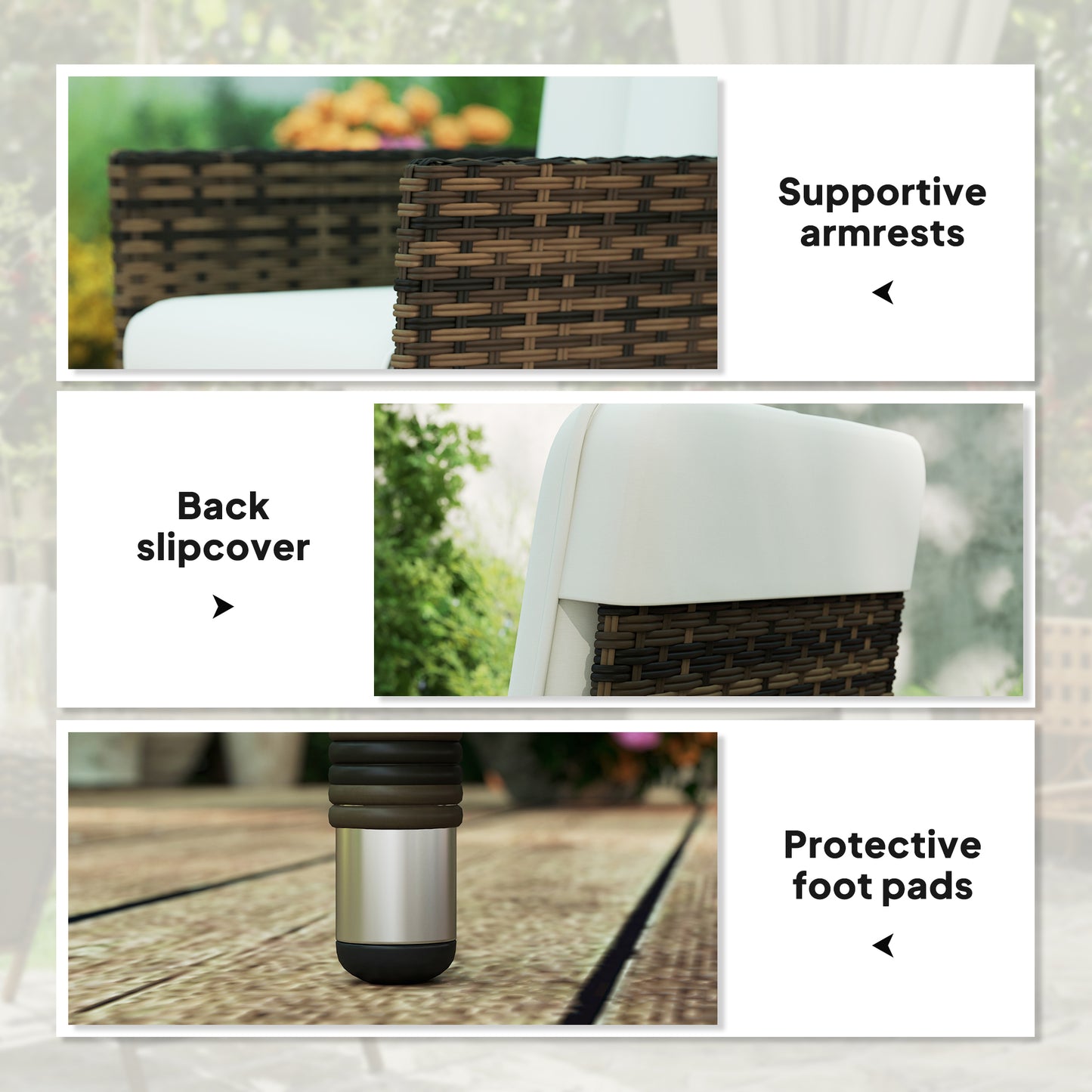 Outsunny 105°-150° Reclining Rattan Chair - Cream