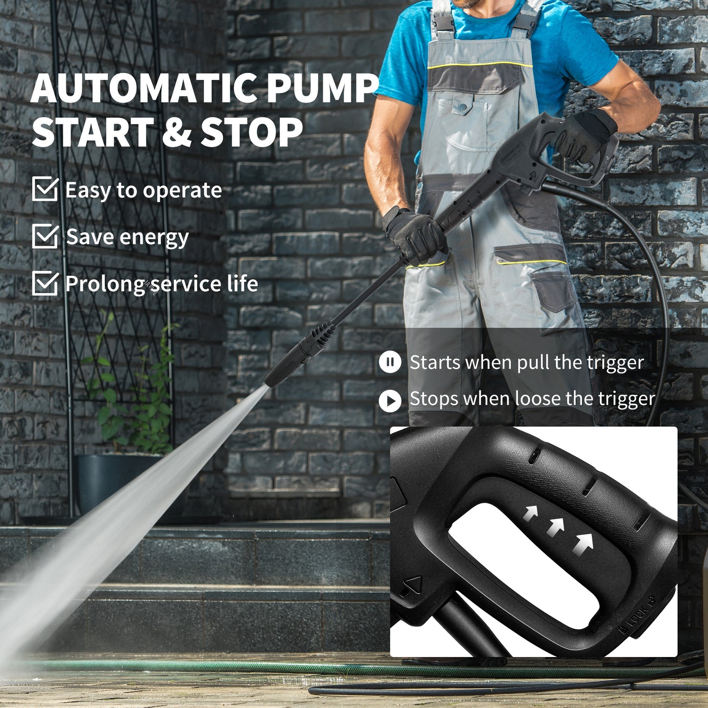 Outsunny 1800W High Pressure Washer, 150 Bar Pressure, 420 L/h Flow, Portable Power Washer Jet Wash Cleaner with Adjustable Nozzle, 6M Hose, Hose Reel, Steel Handle for Home Patio Car Driveway, Blue