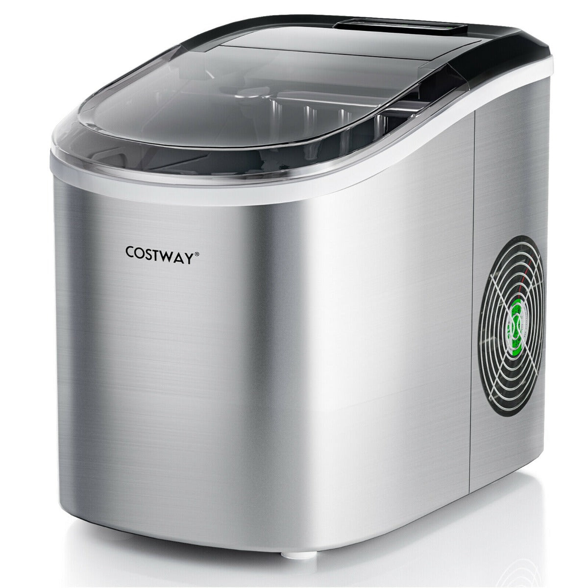 2.2 L Portable Electric Ice Cube Maker with Ice Scoop and Basket-Silver