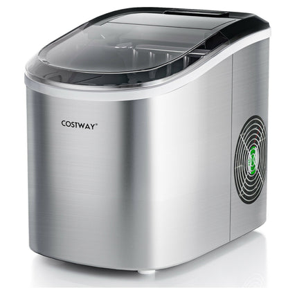 2.2 L Portable Electric Ice Cube Maker with Ice Scoop and Basket-Silver