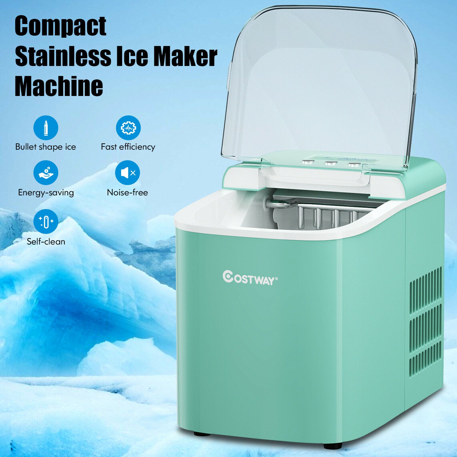 2.1L Automatic Electric Ice Cube Maker Counter Top-Green