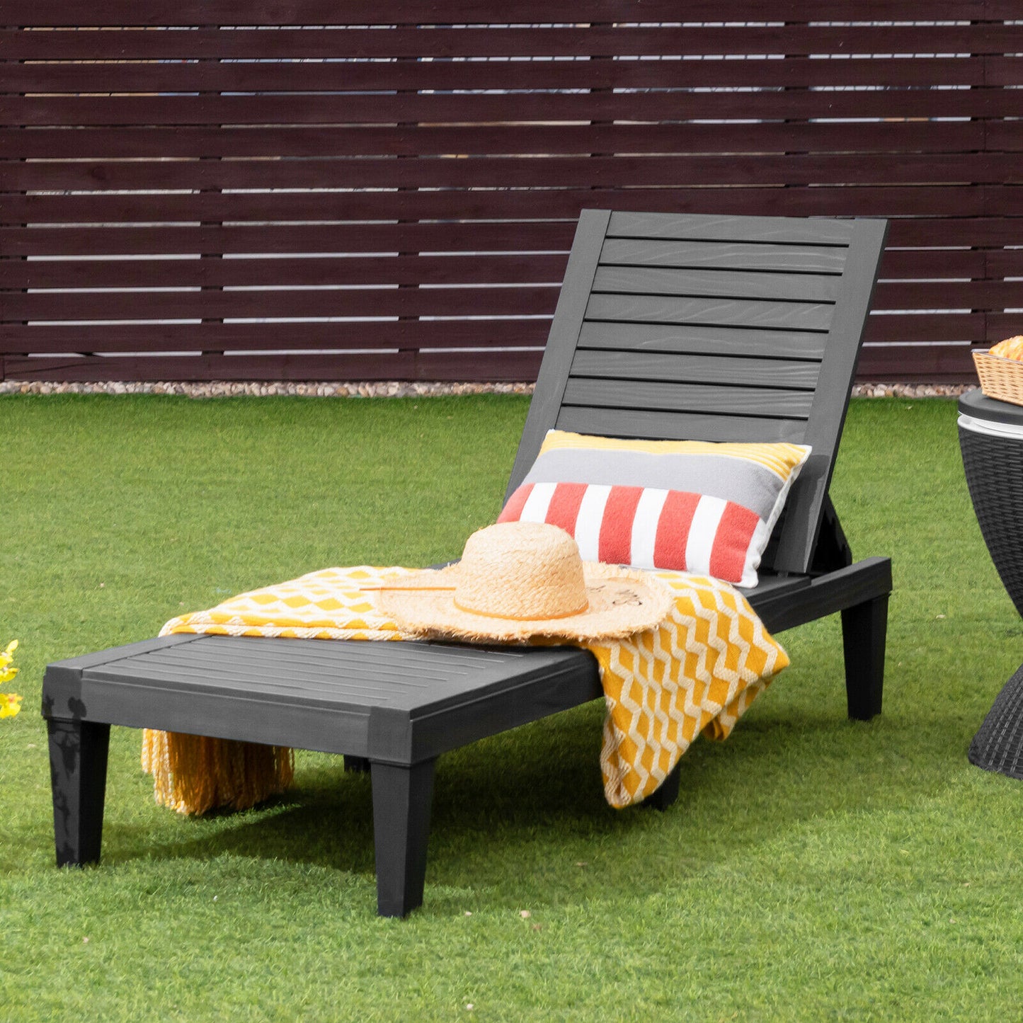 Adjustable Recliner Lounger Beach-Black