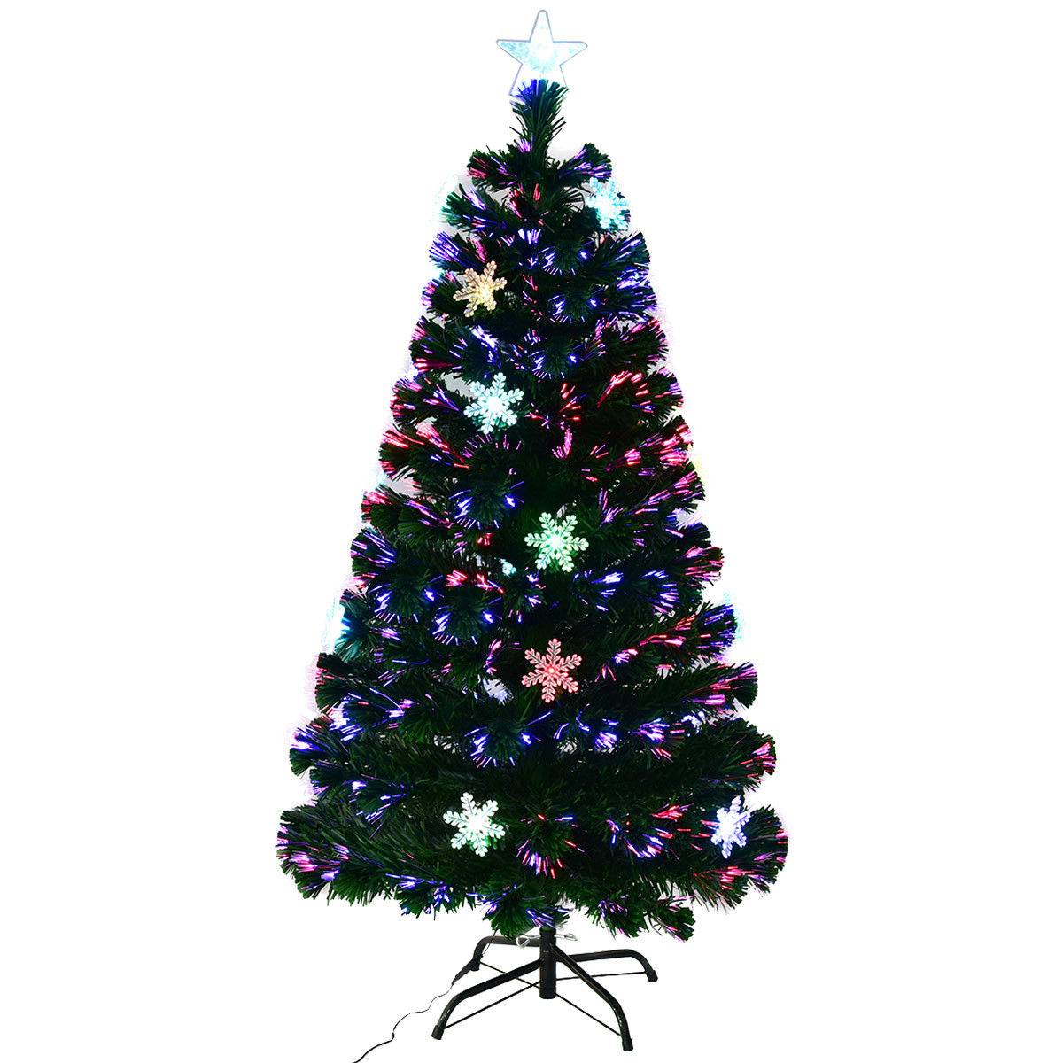 5ft/1.5m Fibre Optic Christmas Tree with Snowflake and Star Decoration