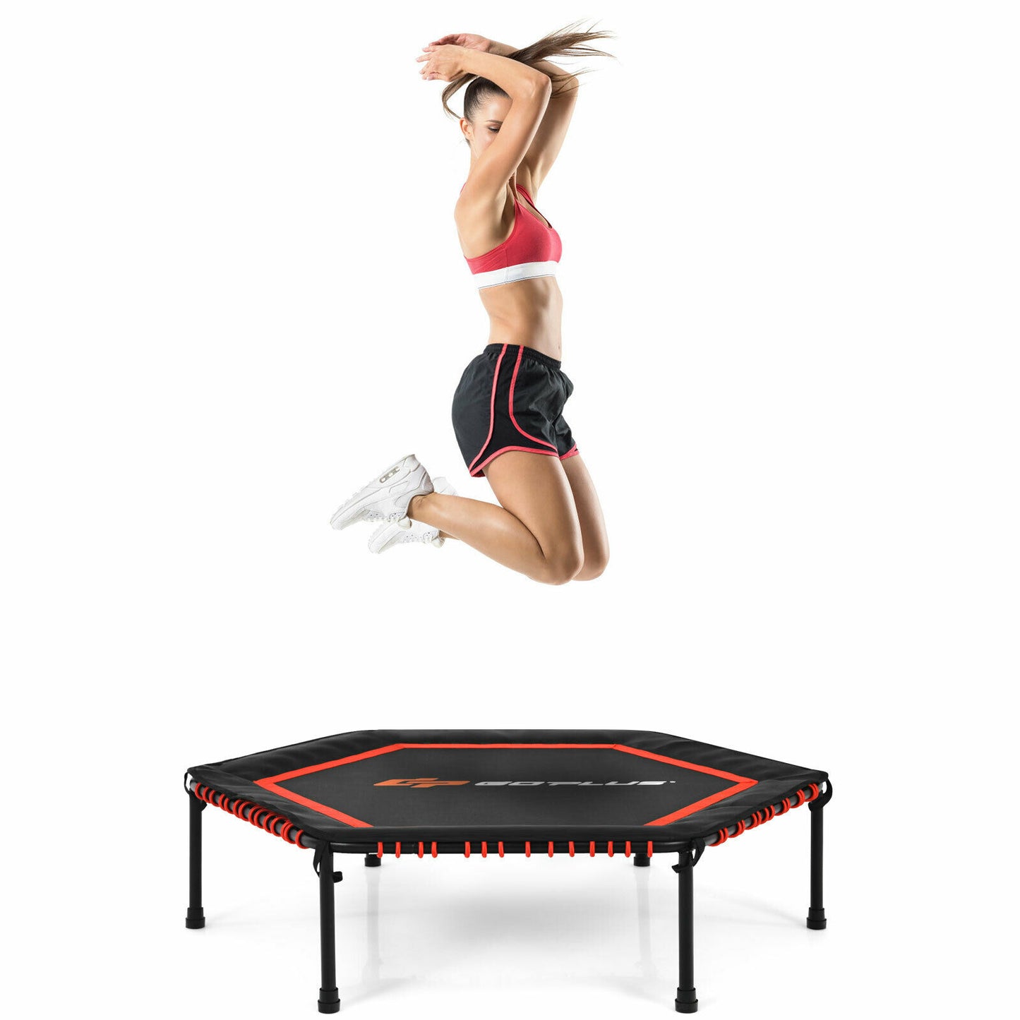50" Fitness Trampoline Gym Exercise Jumping Foldable Rebouncer-Red
