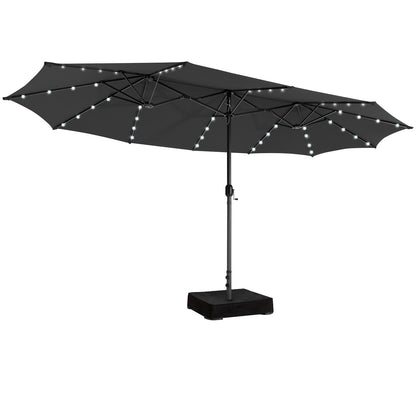 450cm Double-Sided Patio Umbrella with Solar Lights-Black