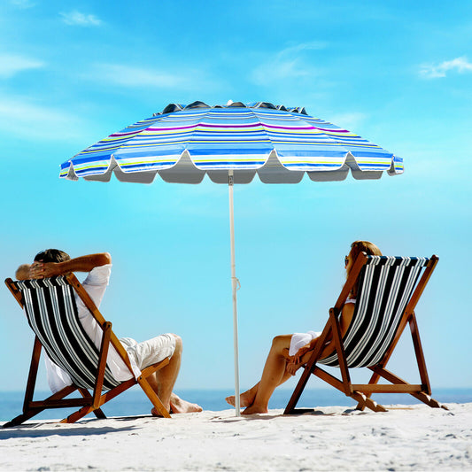 2.45M Beach Umbrella UPF50 Sunshade Shelter-Blue