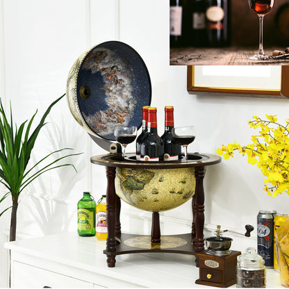 Vintage Globe Wine Cabinet with Map Patterns-Cream