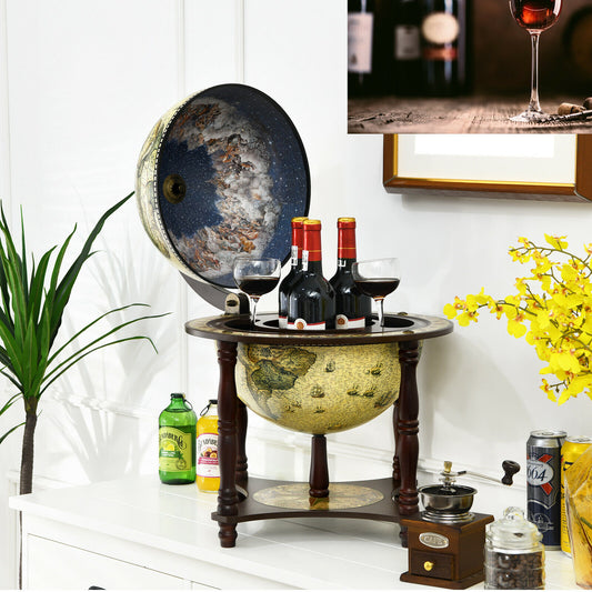 Vintage Globe Wine Cabinet with Map Patterns-Cream