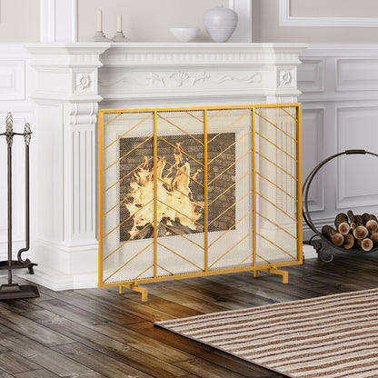 Freestanding Fireguard / Fire Screen in Gold