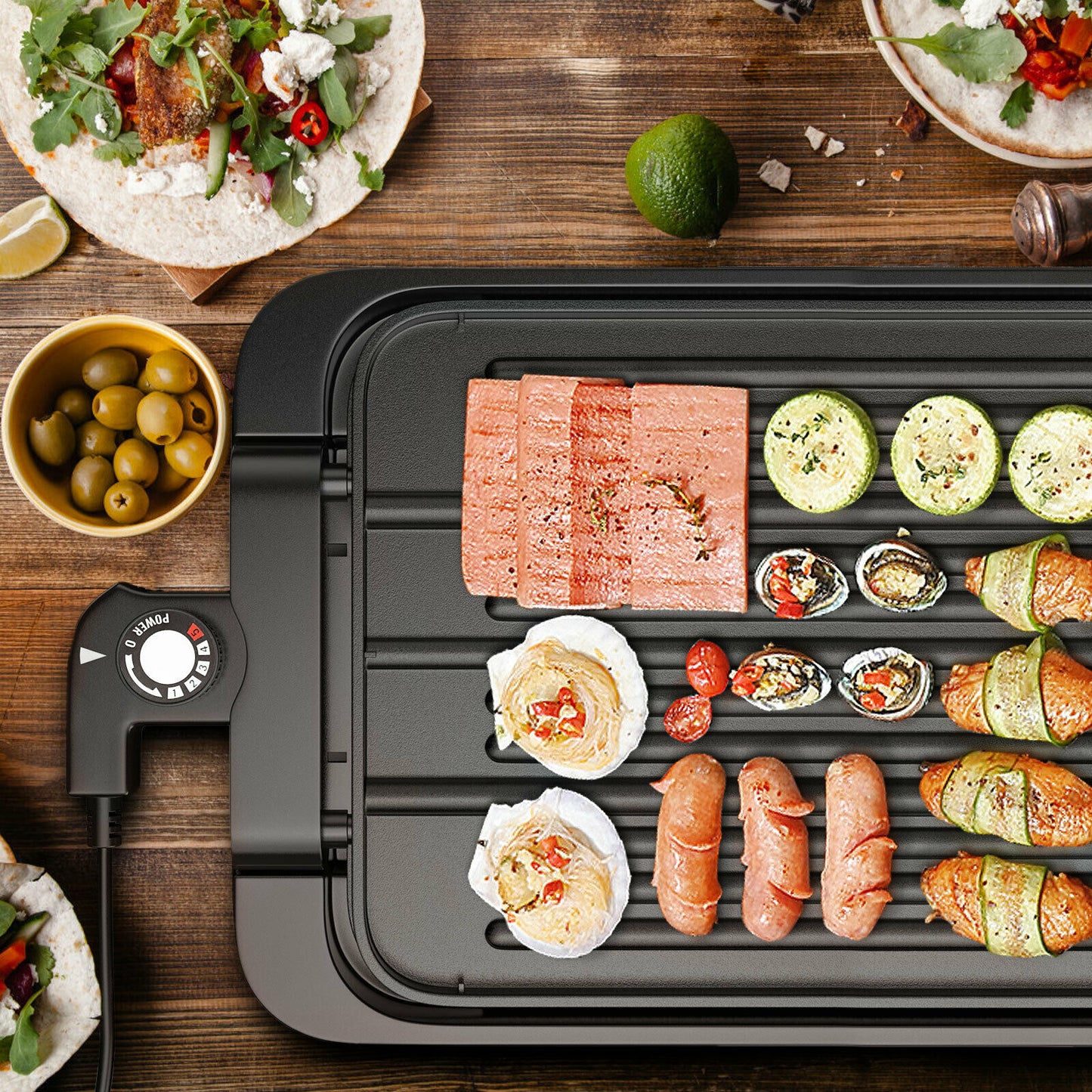 Large Electric Griddle with a Non-stick Reversible Plate