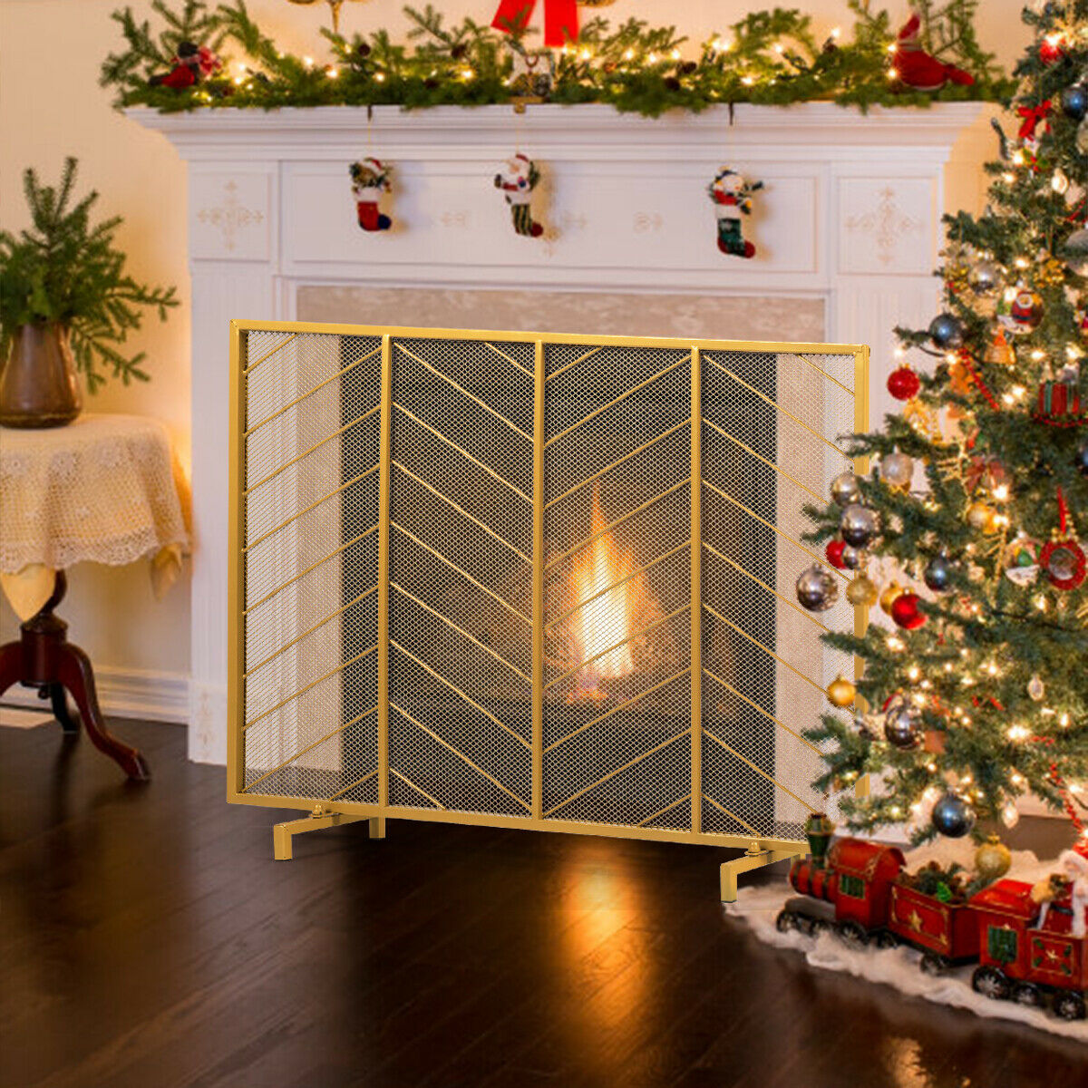 Freestanding Fireguard / Fire Screen in Gold